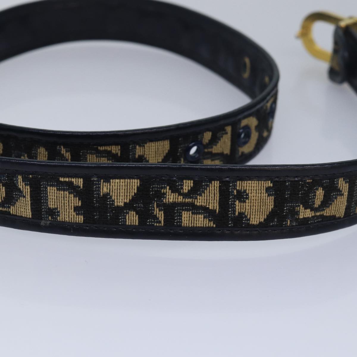 Christian Dior Trotter Canvas Belt 31.1"" Navy Auth yk13676