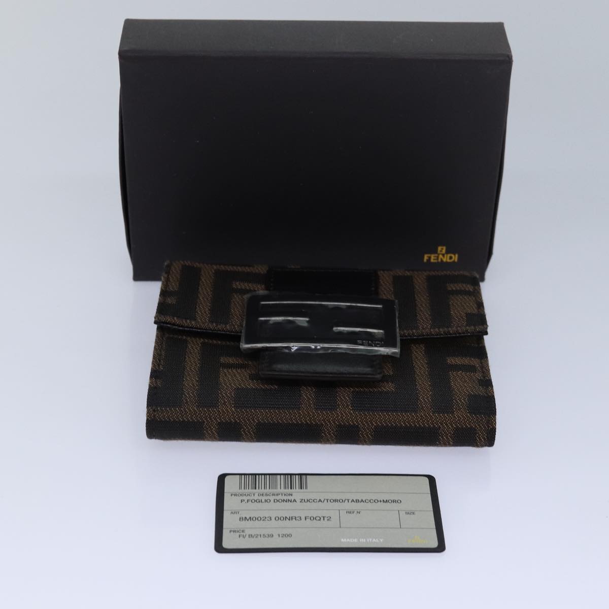 FENDI Zucca Canvas Wallet Black Brown Auth yk13705A