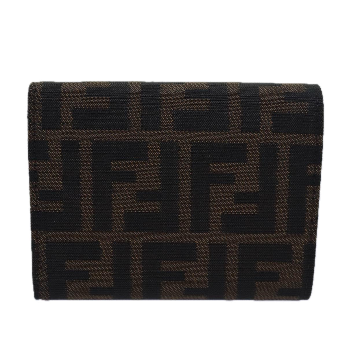 FENDI Zucca Canvas Wallet Black Brown Auth yk13705A