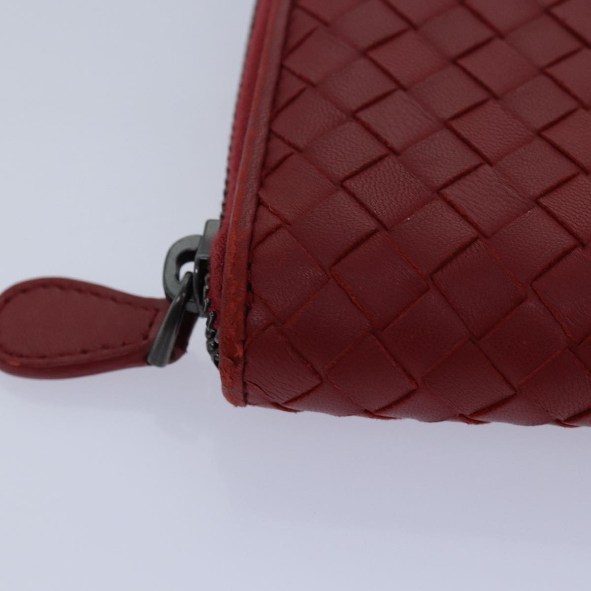 BOTTEGA VENETA INTRECCIATO Long Wallet Leather Red Auth yk13729