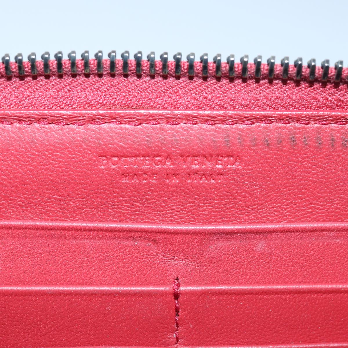 BOTTEGA VENETA INTRECCIATO Long Wallet Leather Red Auth yk13729