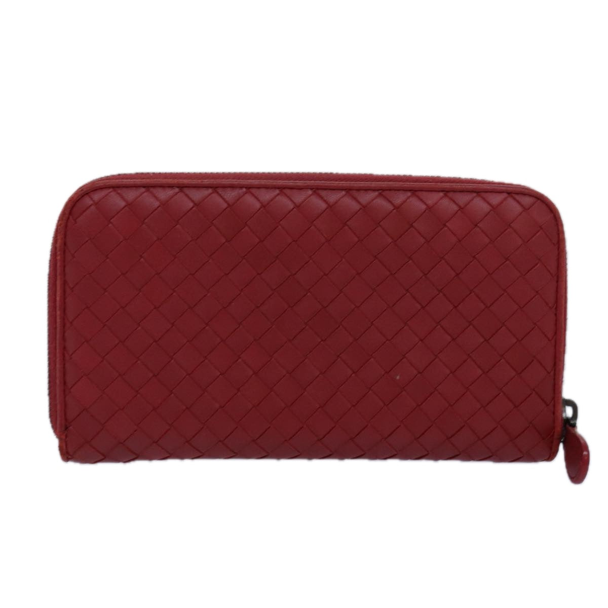 BOTTEGA VENETA INTRECCIATO Long Wallet Leather Red Auth yk13729