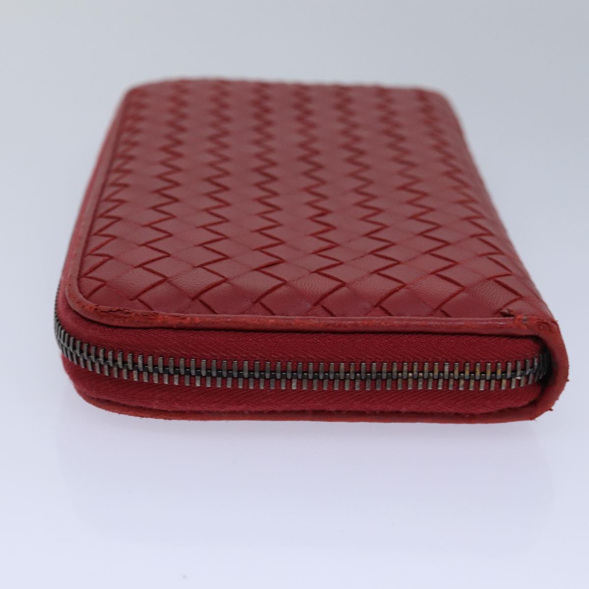 BOTTEGA VENETA INTRECCIATO Long Wallet Leather Red Auth yk13729