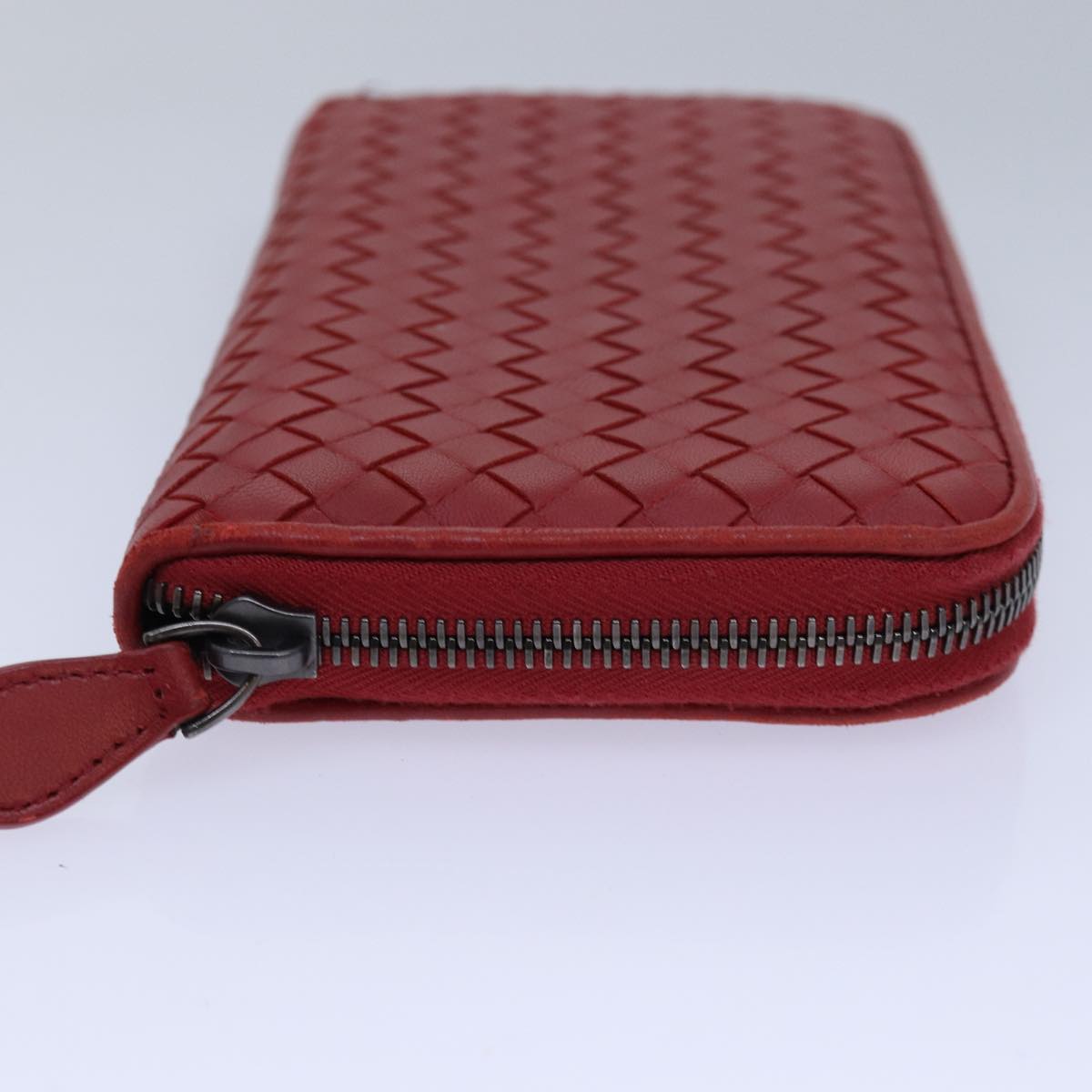 BOTTEGA VENETA INTRECCIATO Long Wallet Leather Red Auth yk13729