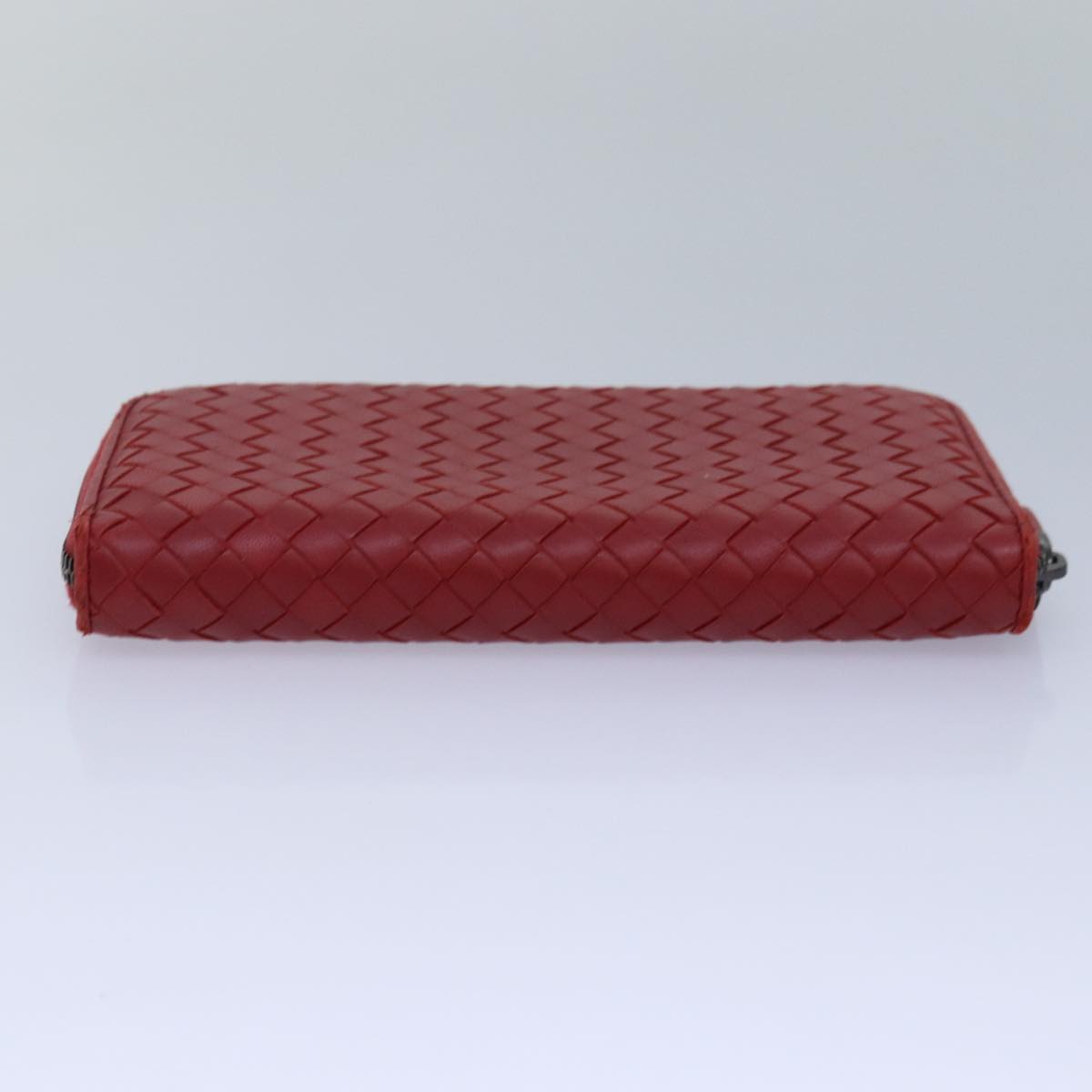 BOTTEGA VENETA INTRECCIATO Long Wallet Leather Red Auth yk13729