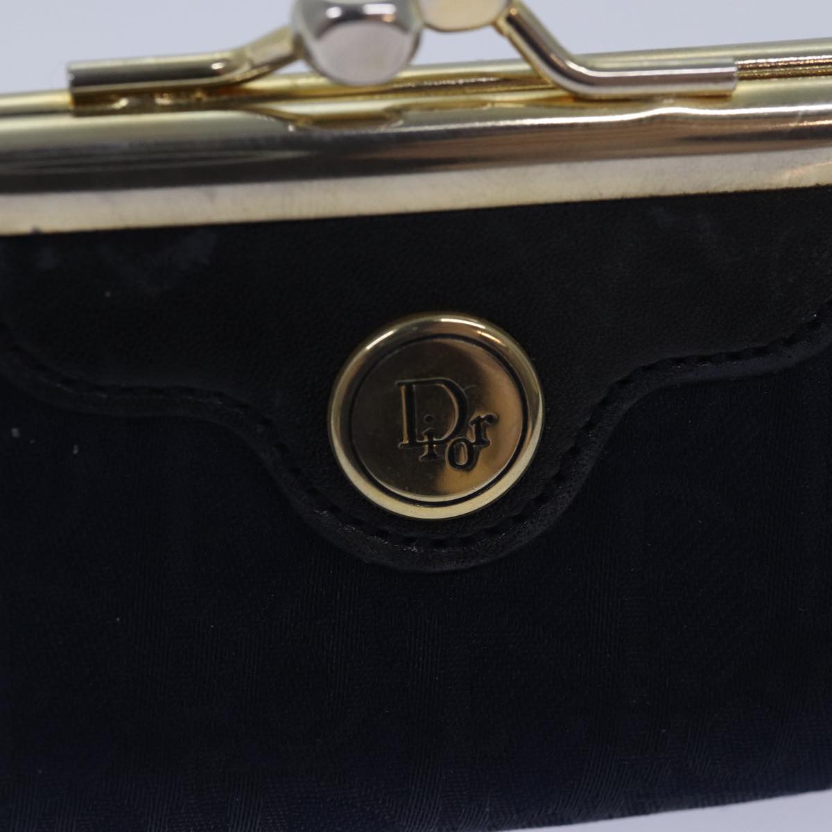 Christian Dior Trotter Canvas Gamaguchi Coin Purse Navy Auth yk13757