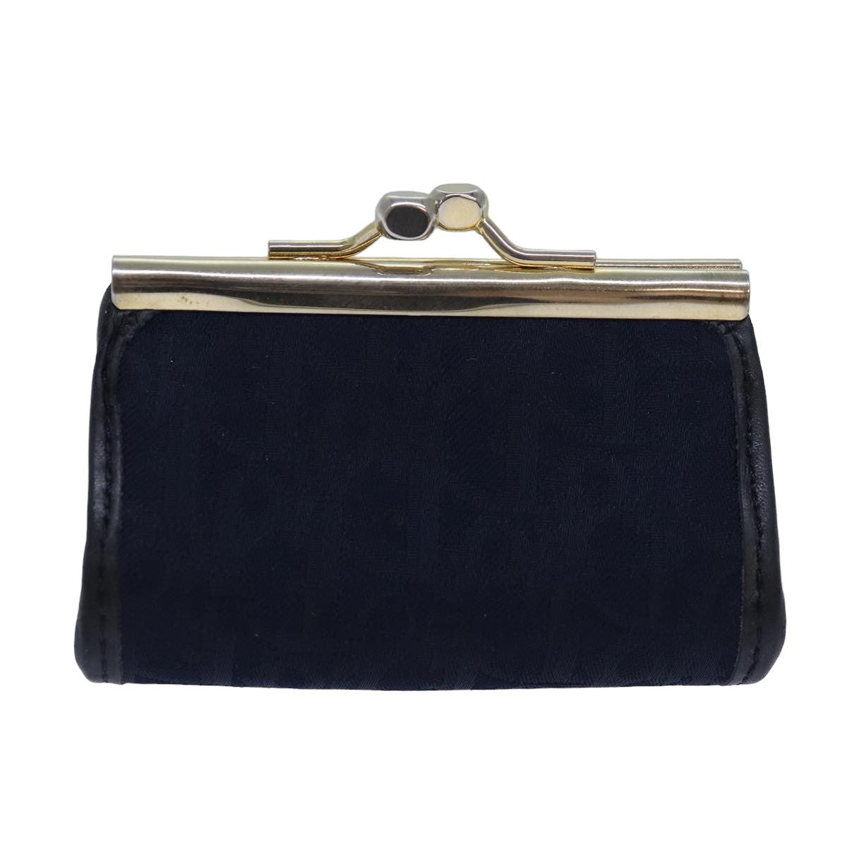 Christian Dior Trotter Canvas Gamaguchi Coin Purse Navy Auth yk13757