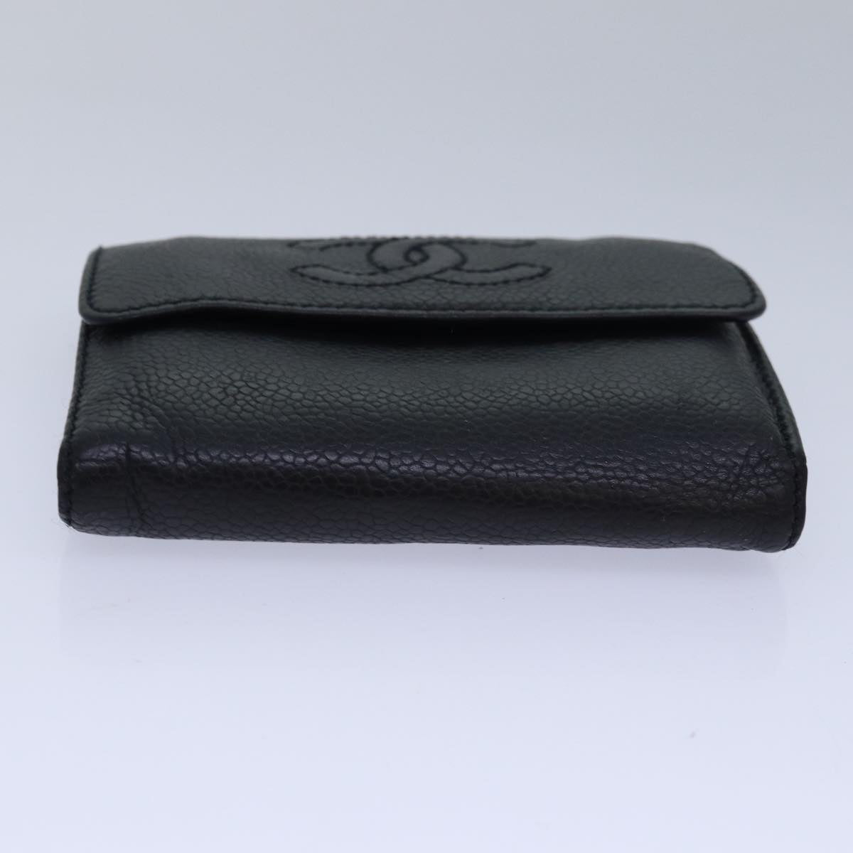 CHANEL COCO Mark Wallet Caviar Skin Black CC Auth yk13769