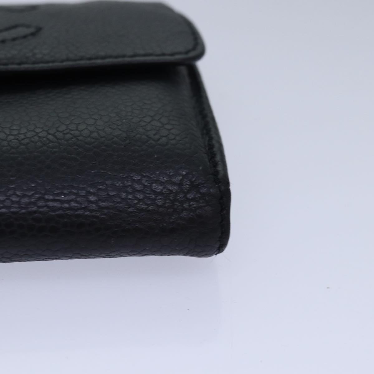 CHANEL COCO Mark Wallet Caviar Skin Black CC Auth yk13769