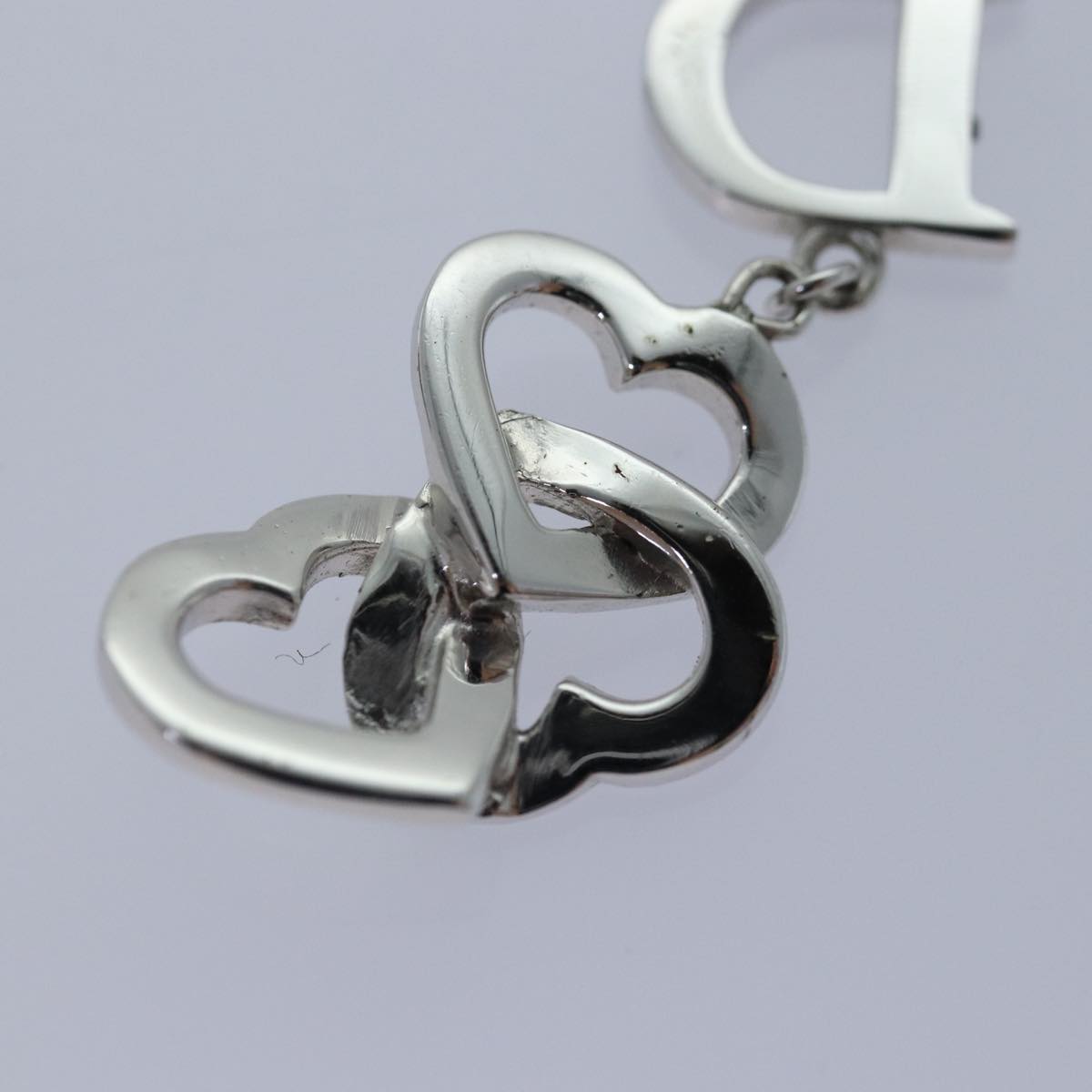 Christian Dior Heart Necklace metal Silver Auth yk13798