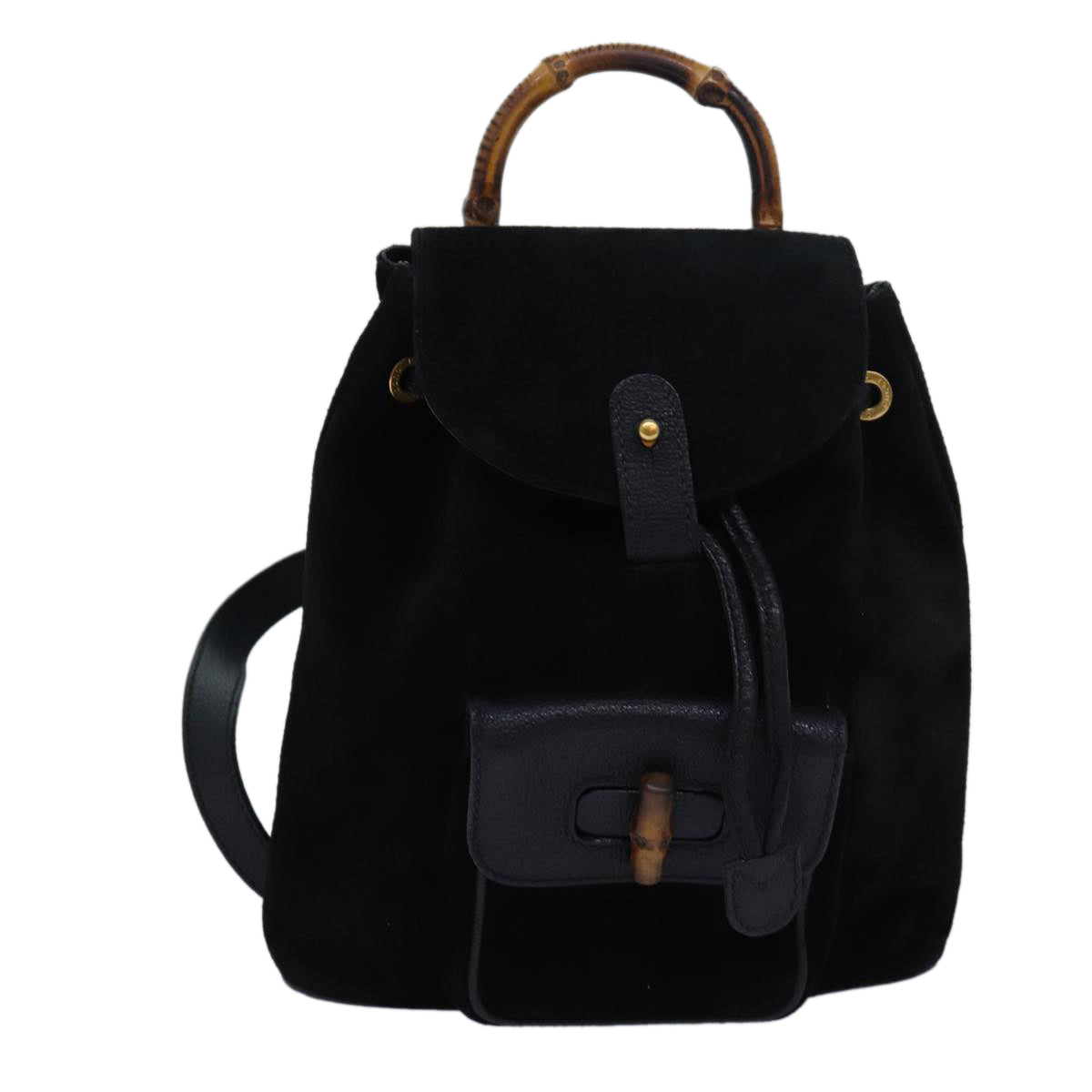 GUCCI Bamboo Backpack Suede Black 003 1956 0030 Auth yk13819