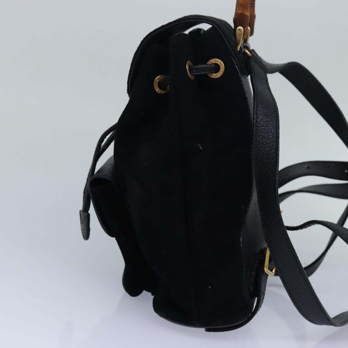 GUCCI Bamboo Backpack Suede Black 003 1956 0030 Auth yk13819