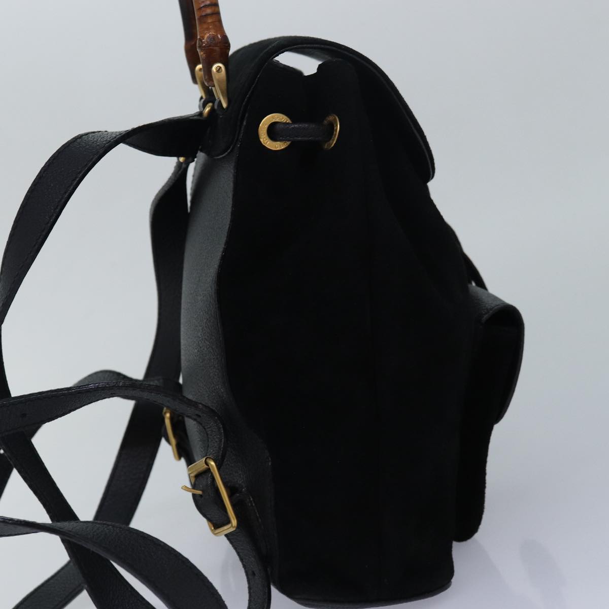 GUCCI Bamboo Backpack Suede Black 003 1956 0030 Auth yk13819