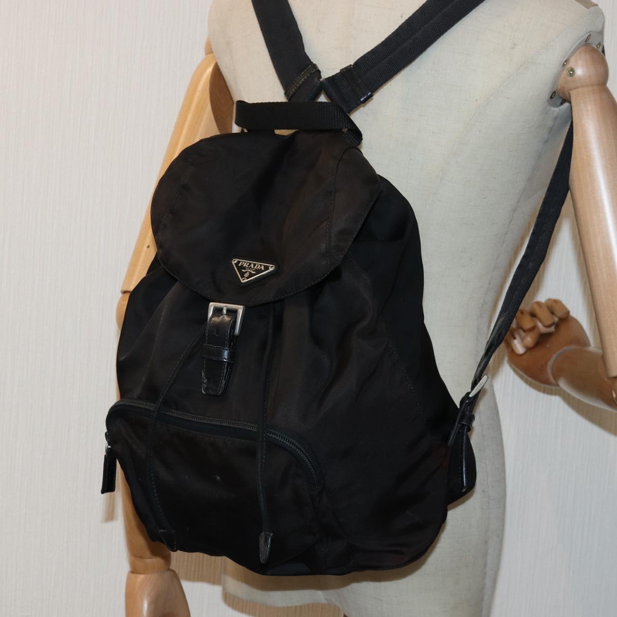 PRADA Backpack Nylon Black Auth yk13905