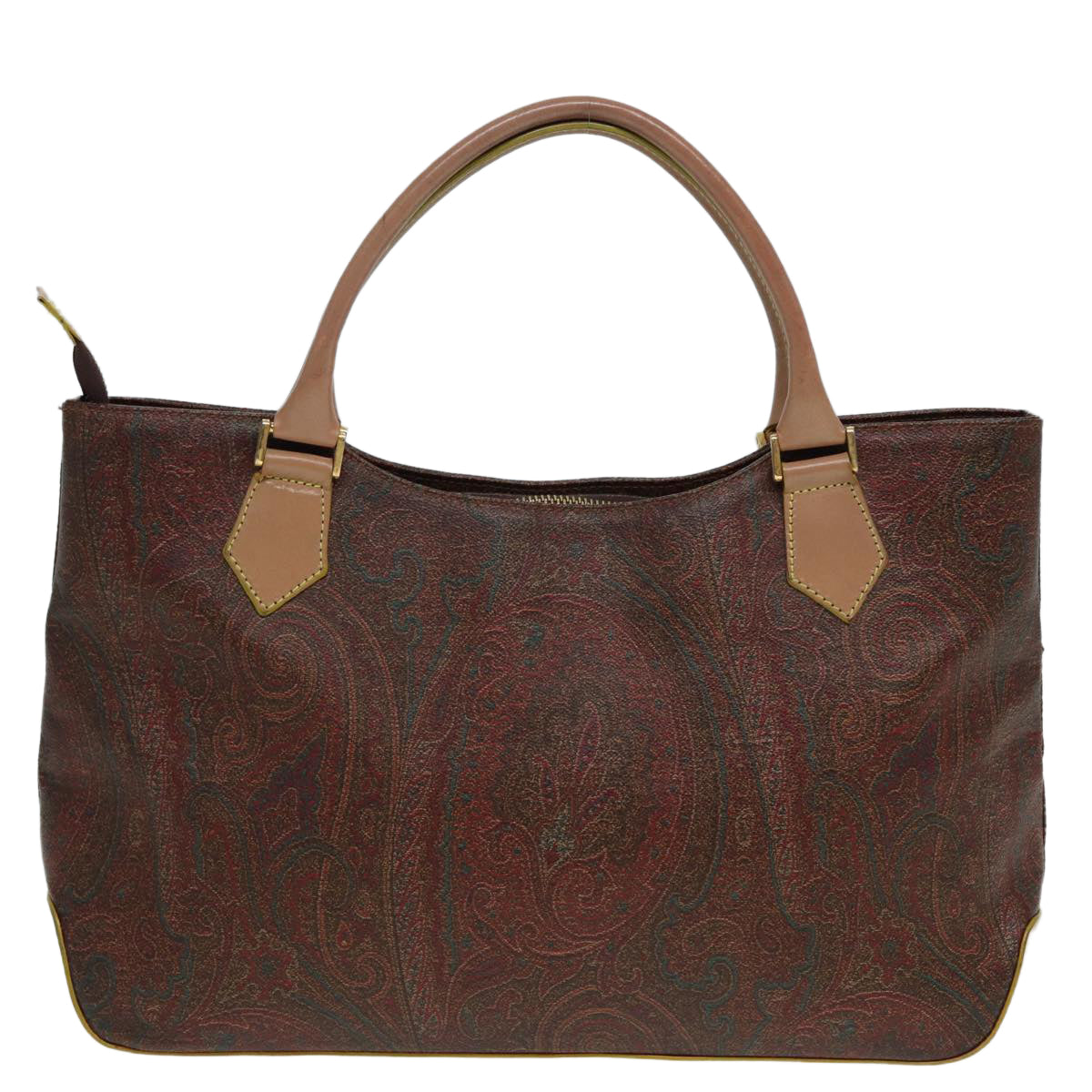 ETRO Paisley Hand Bag PVC Leather 2way Brown Auth yk13913