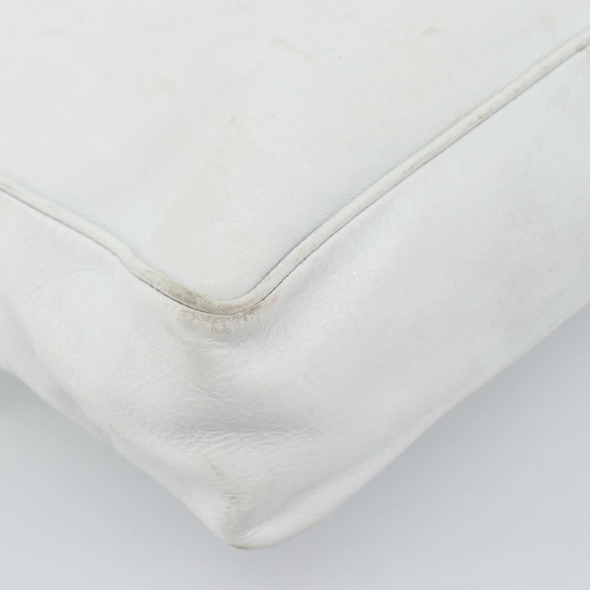 FENDI Hand Bag Leather 2way White Auth yk13942