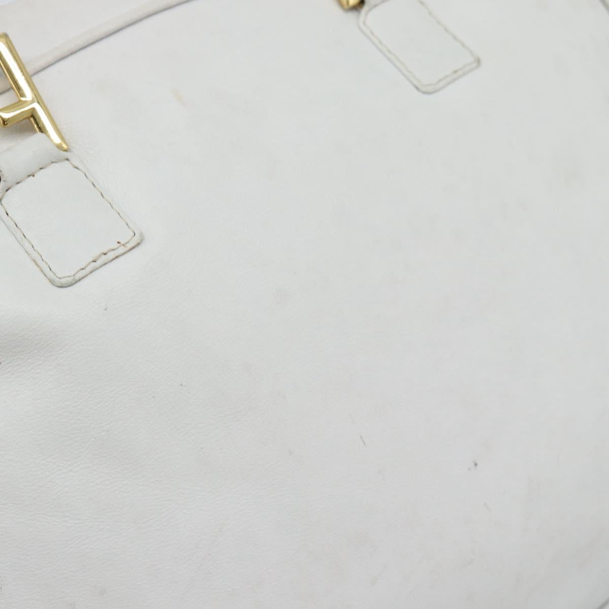FENDI Hand Bag Leather 2way White Auth yk13942