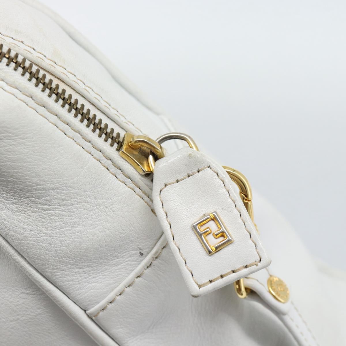 FENDI Hand Bag Leather 2way White Auth yk13942