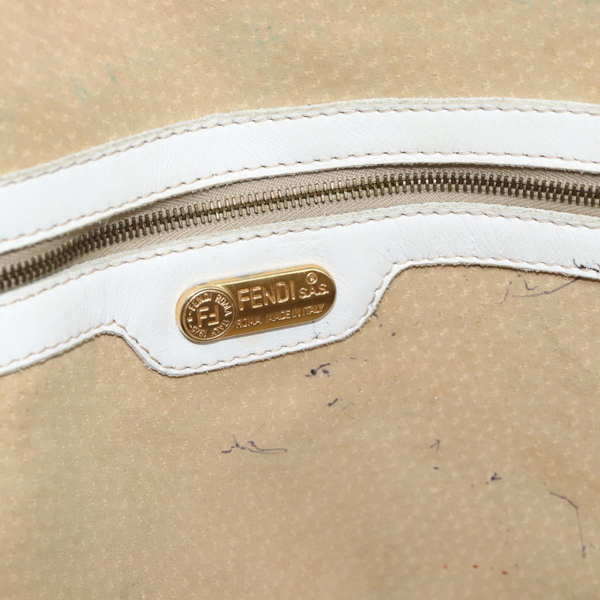 FENDI Hand Bag Leather 2way White Auth yk13942