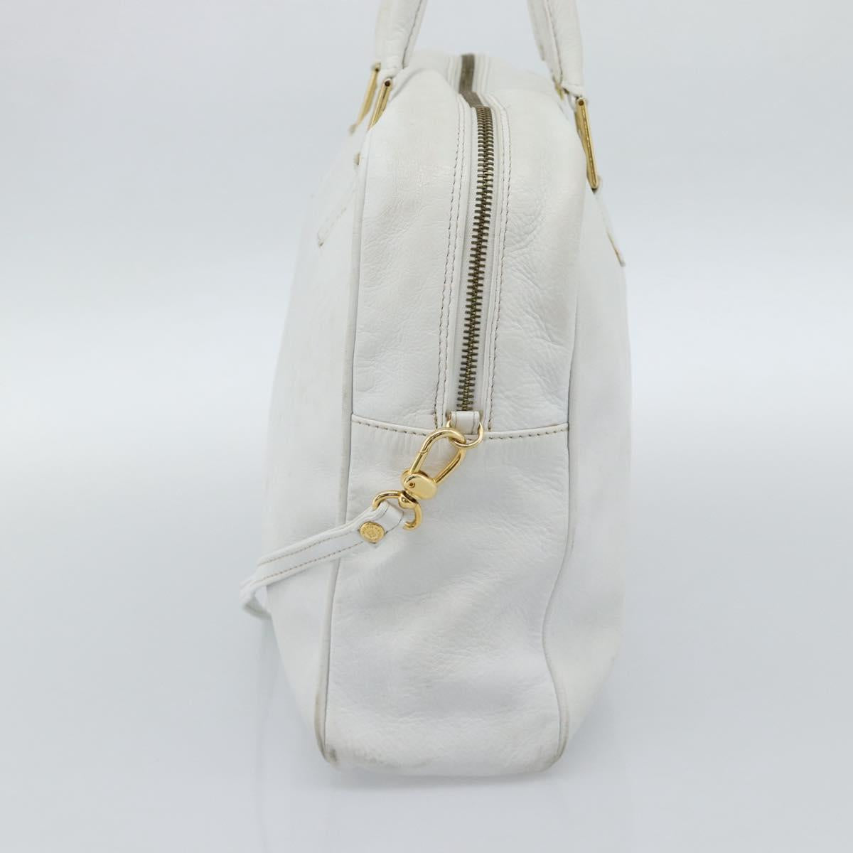 FENDI Hand Bag Leather 2way White Auth yk13942