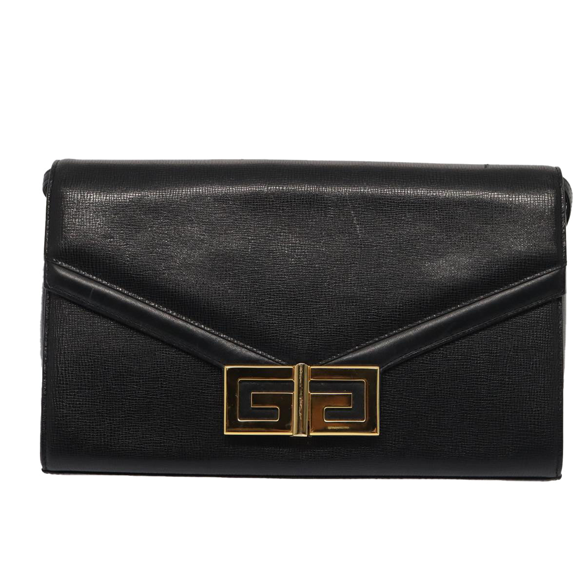 GIVENCHY Shoulder Bag Leather Black Auth yk13945