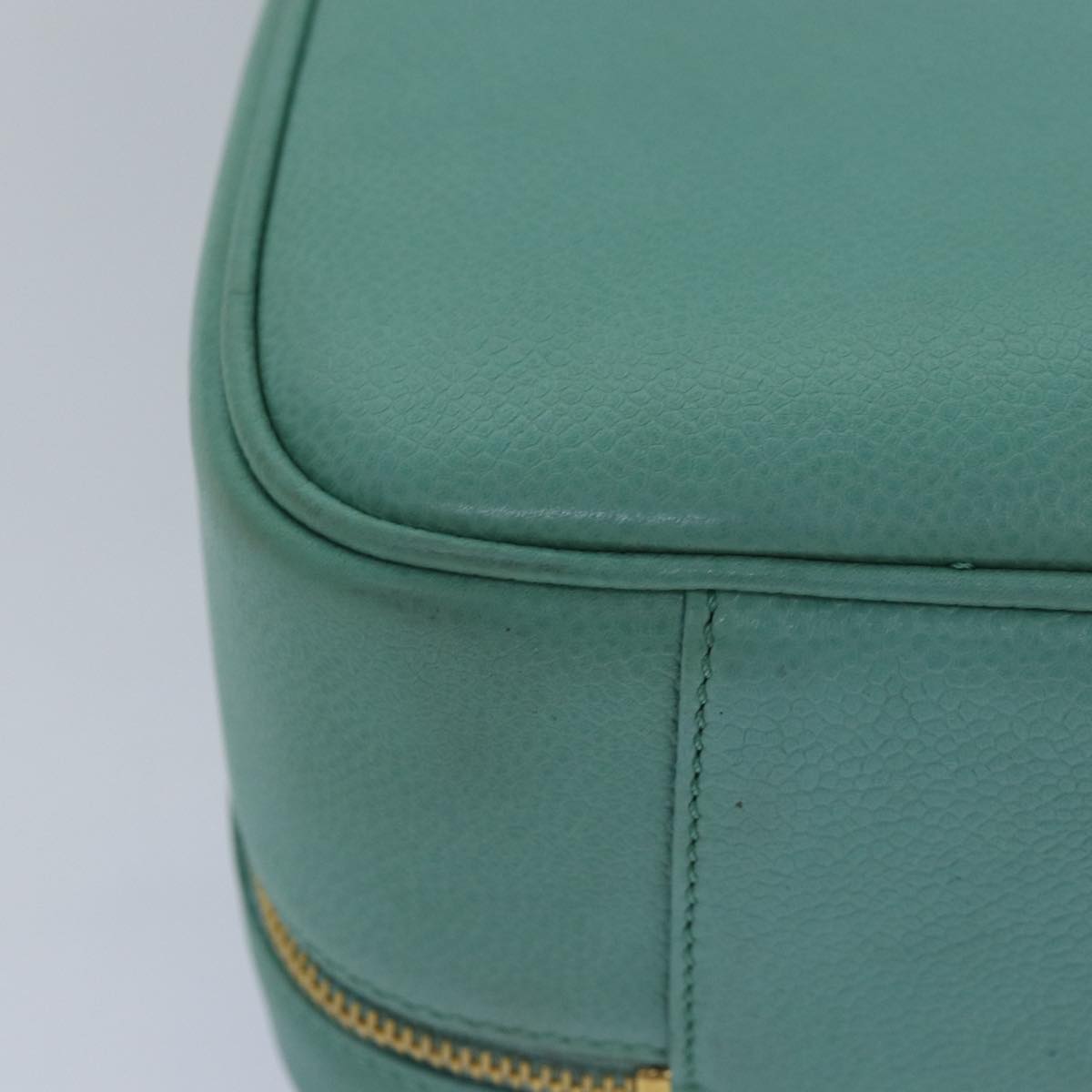 CHANEL Vanity COCO Mark Hand Bag Calf Skin Emerald Green CC Auth yk13974AV