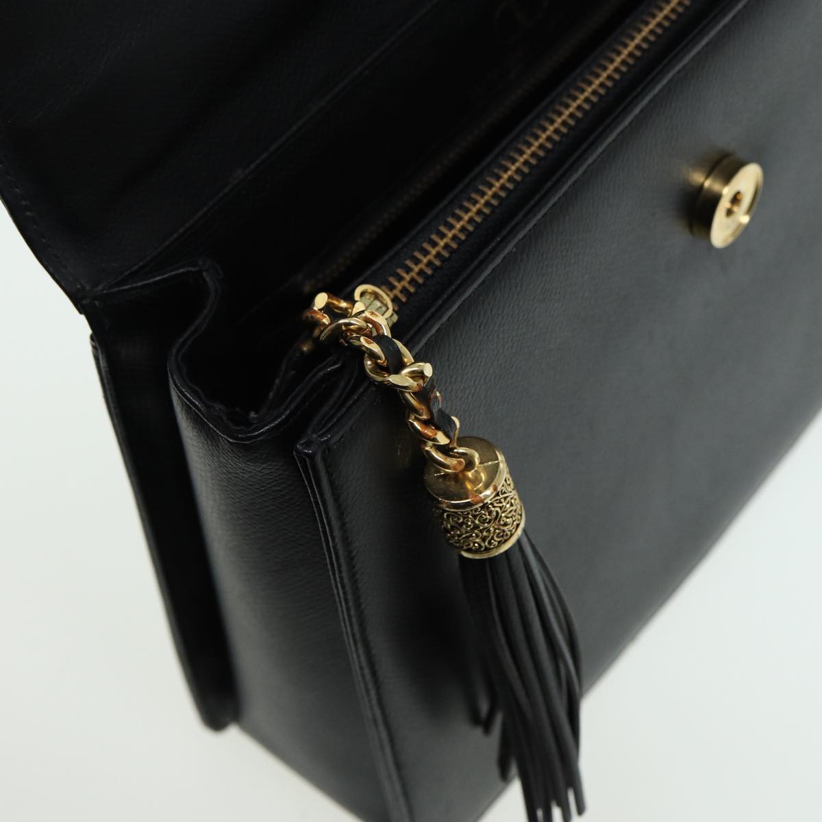 VALENTINO Hand Bag Leather Black Auth yk13995