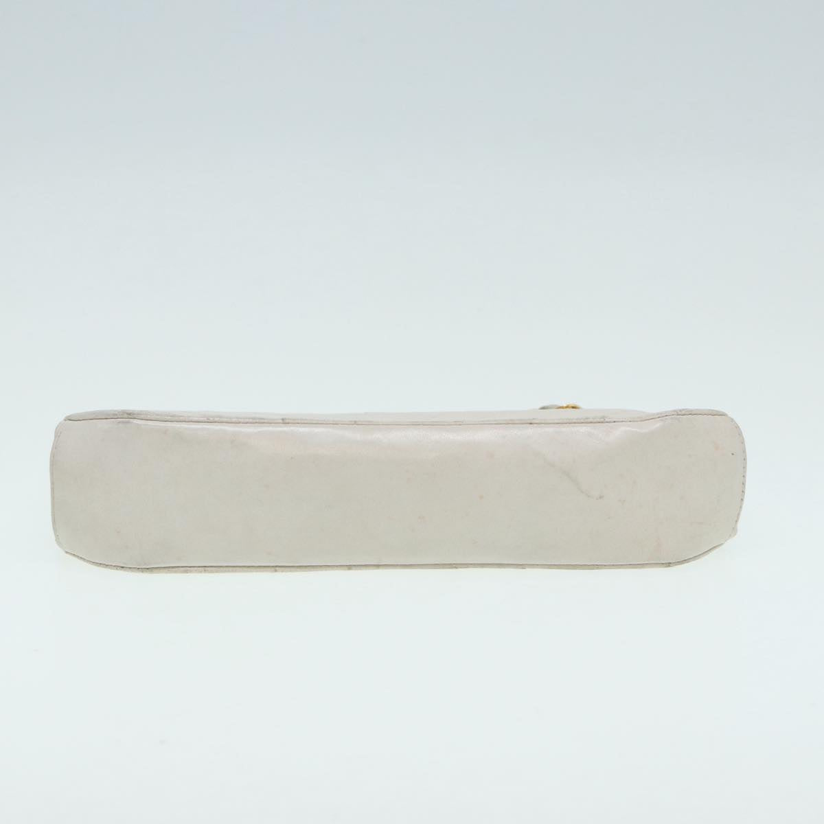 CHANEL V Stitch Chain Hand Bag Leather White CC Auth yk14103