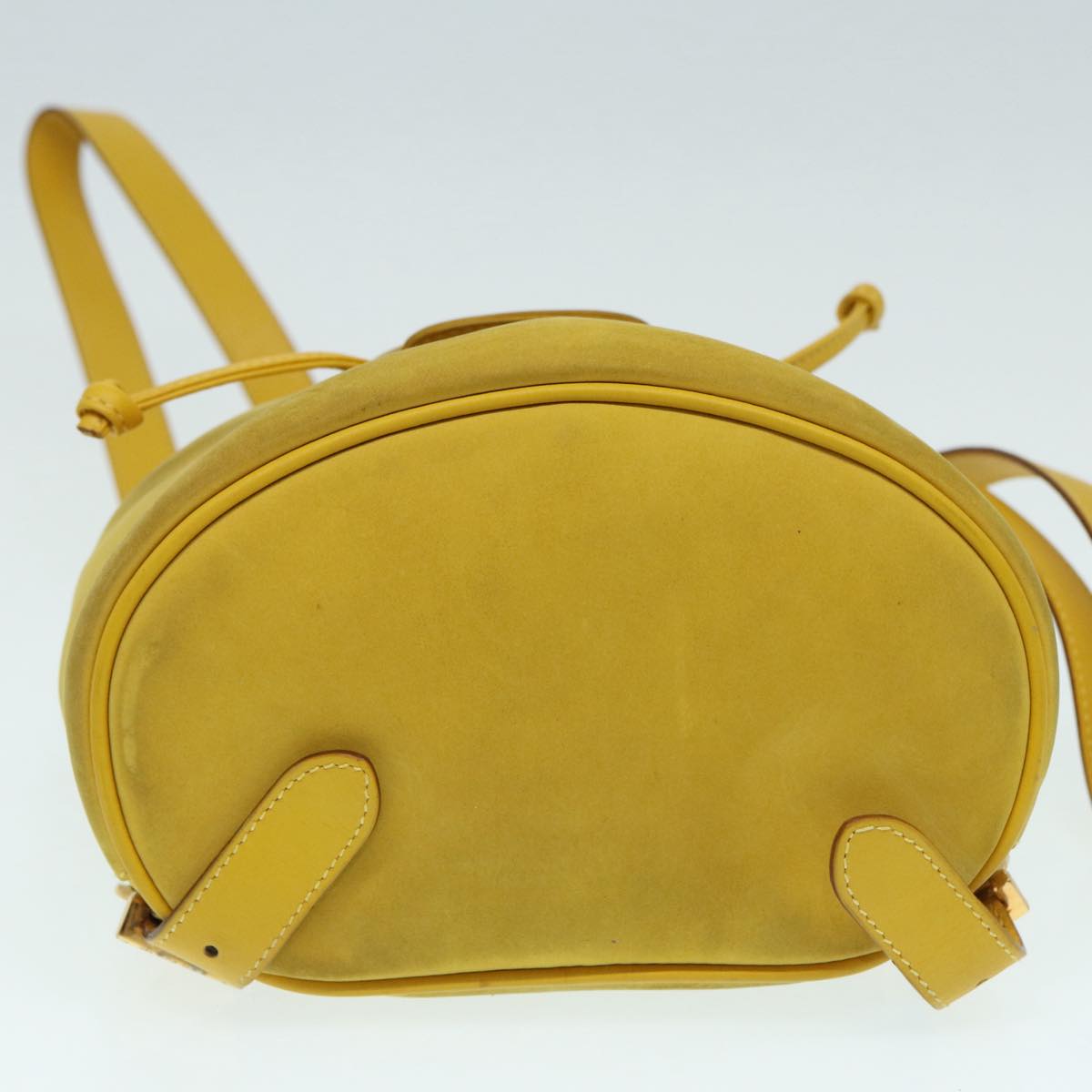 Salvatore Ferragamo Gancini Backpack Suede Yellow Gold Auth yk14203