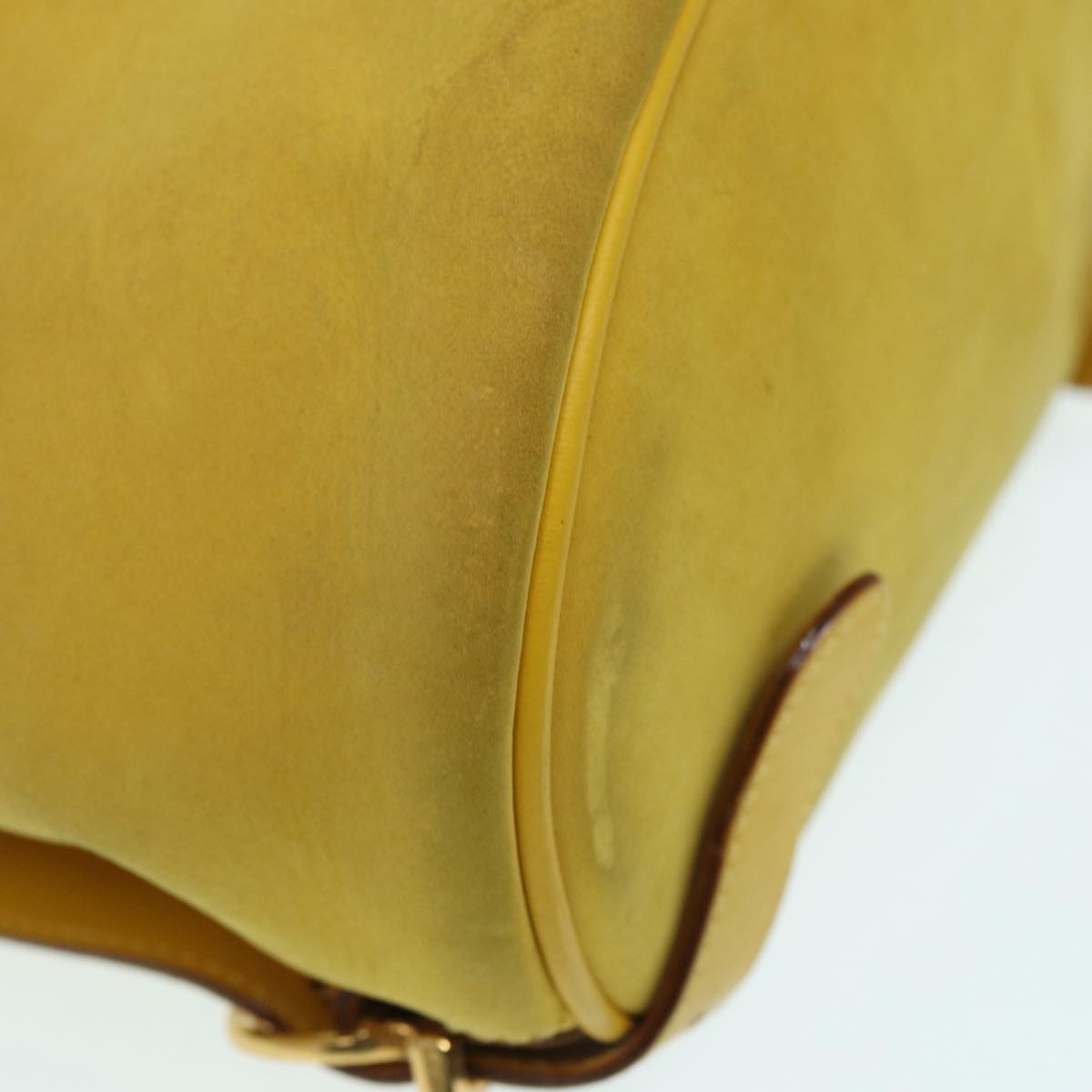 Salvatore Ferragamo Gancini Backpack Suede Yellow Gold Auth yk14203