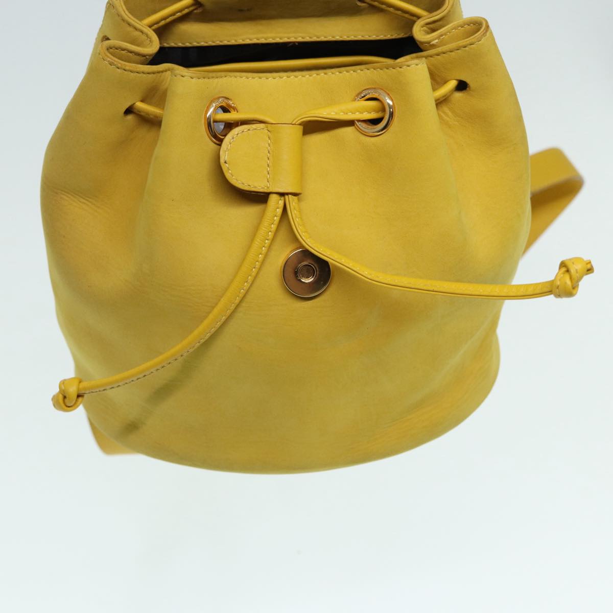 Salvatore Ferragamo Gancini Backpack Suede Yellow Gold Auth yk14203
