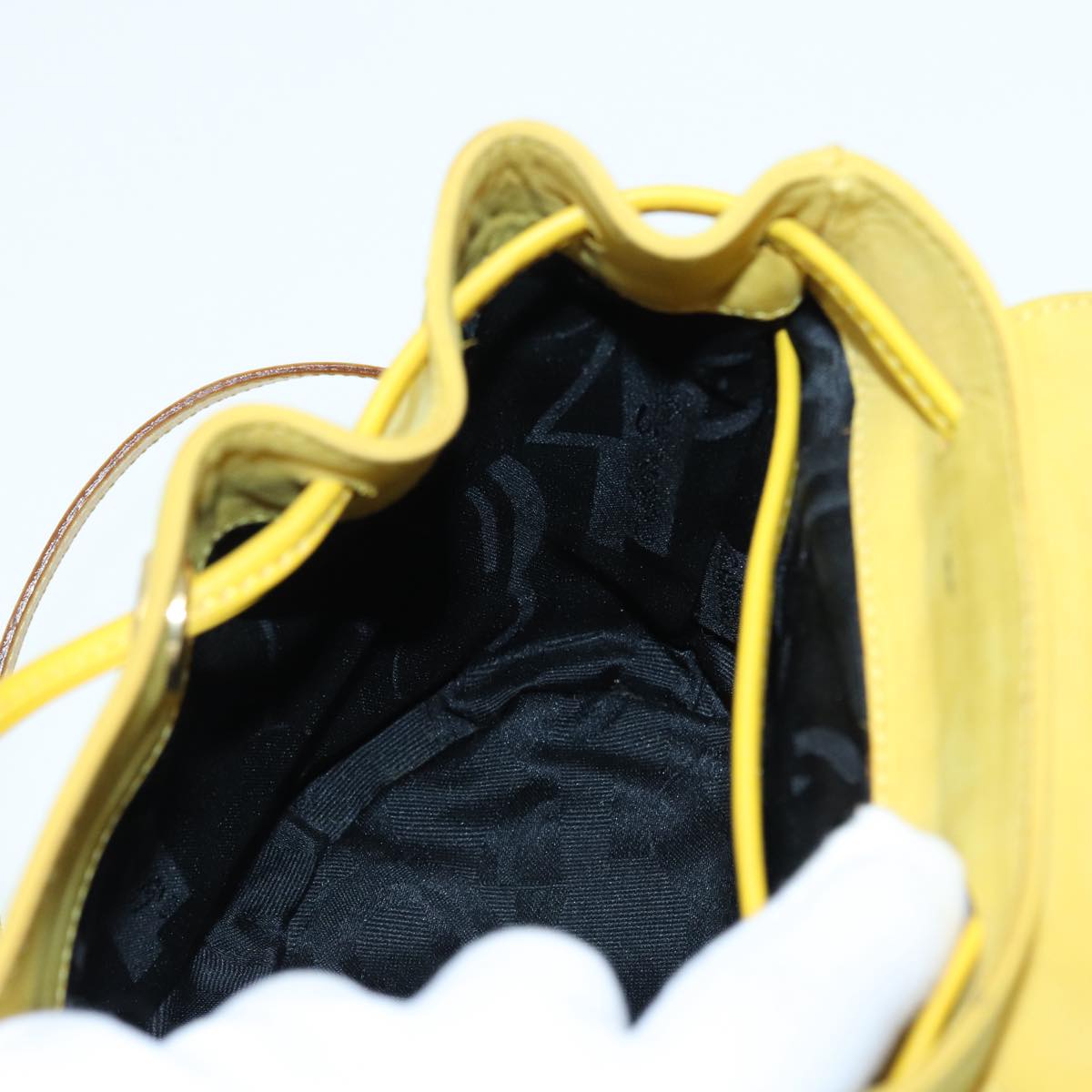 Salvatore Ferragamo Gancini Backpack Suede Yellow Gold Auth yk14203