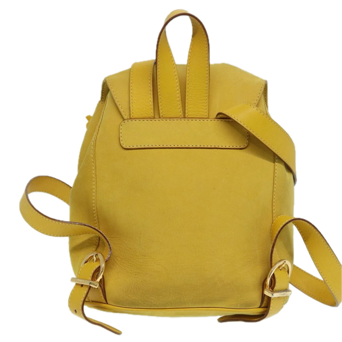 Salvatore Ferragamo Gancini Backpack Suede Yellow Gold Auth yk14203