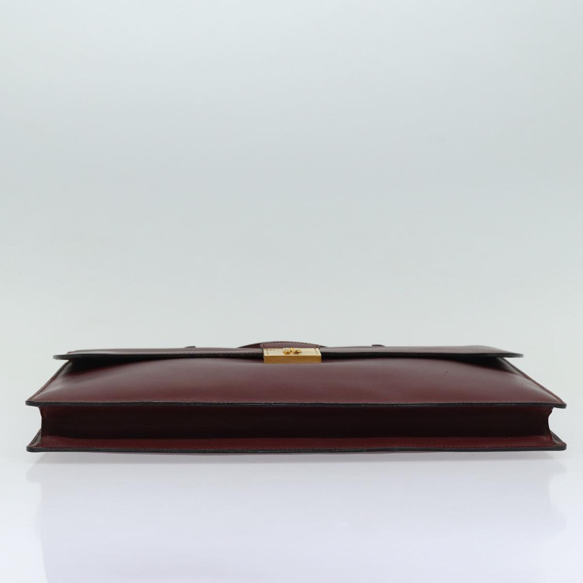 CARTIER Hand Bag Leather Bordeaux Auth yk14233