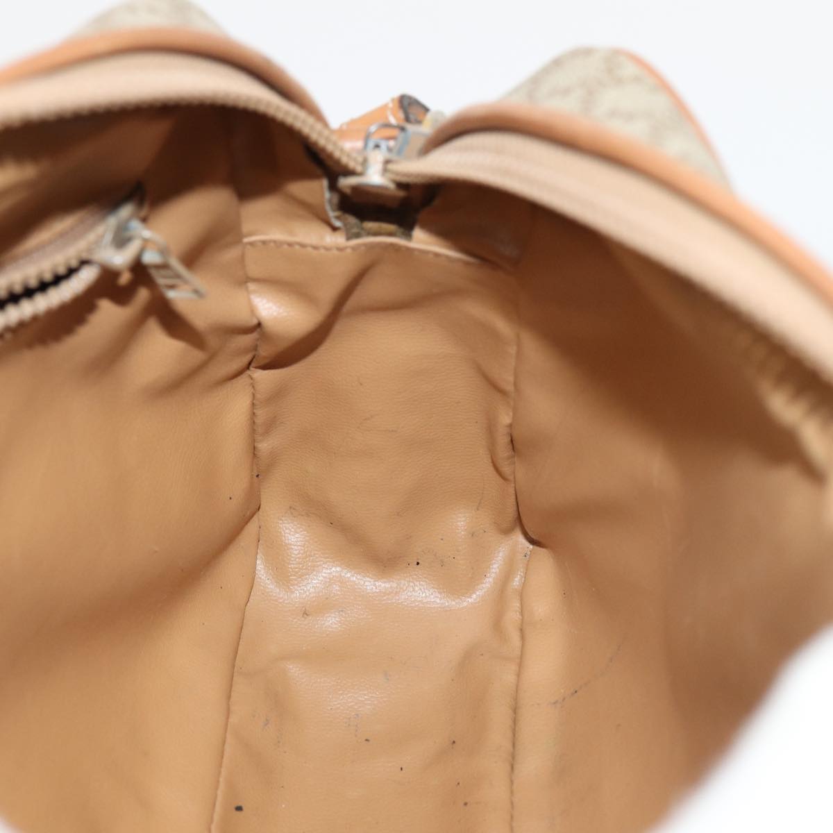 CELINE Macadam Canvas Shoulder Bag Beige Gold Auth yk14240