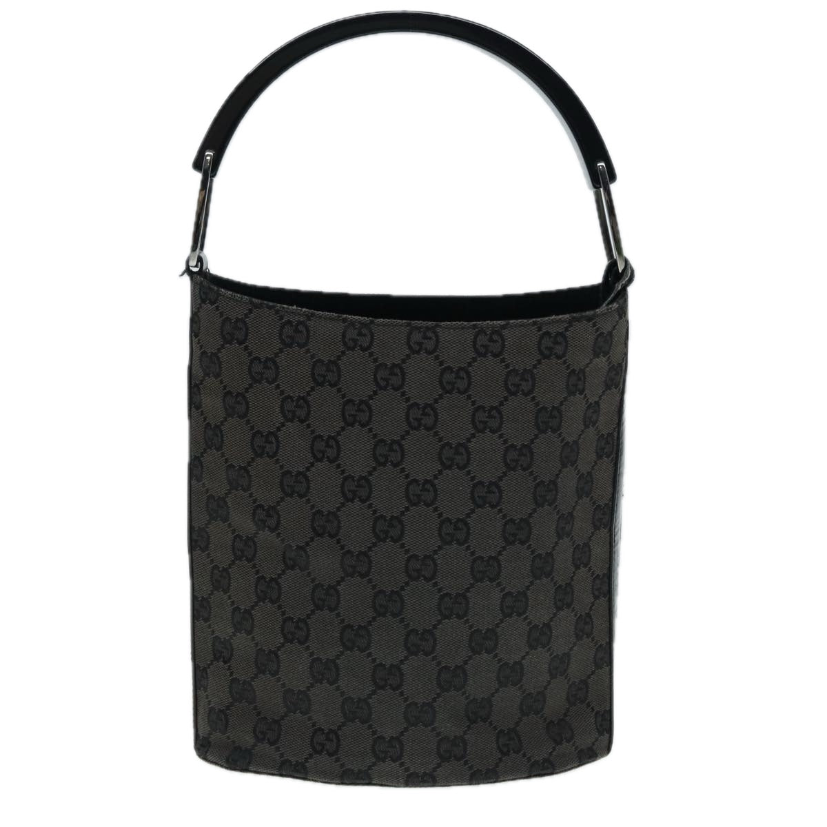 GUCCI GG Canvas Hand Bag Black Silver 001 3753 2684 Auth yk14293