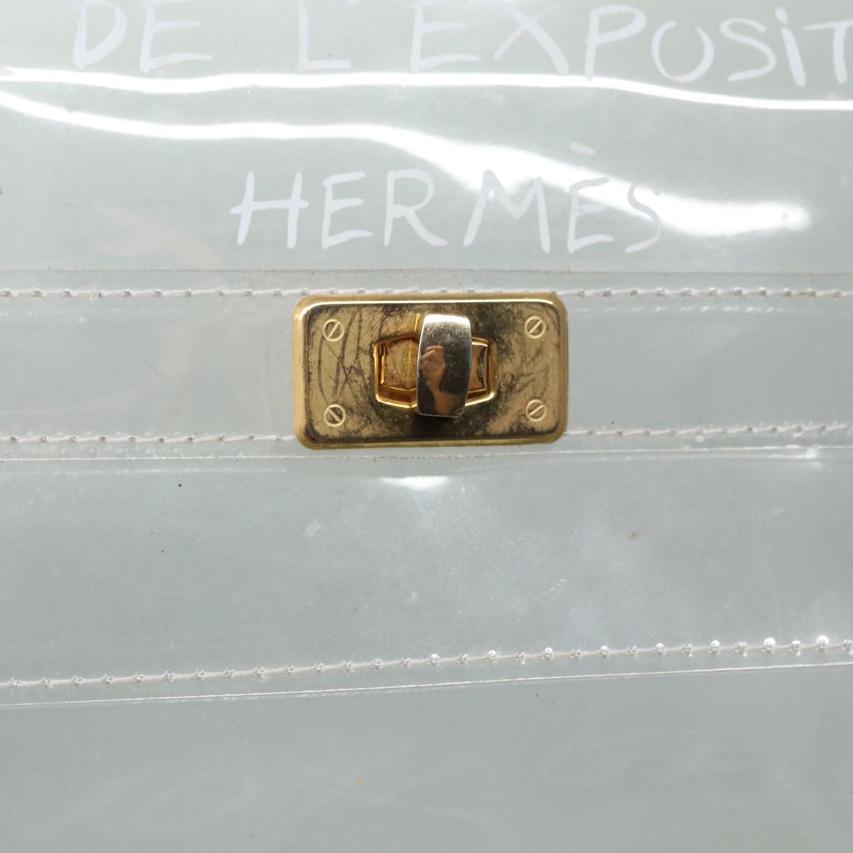 HERMES Vinyl Kelly Hand Bag Vinyl Clear Auth yk14297