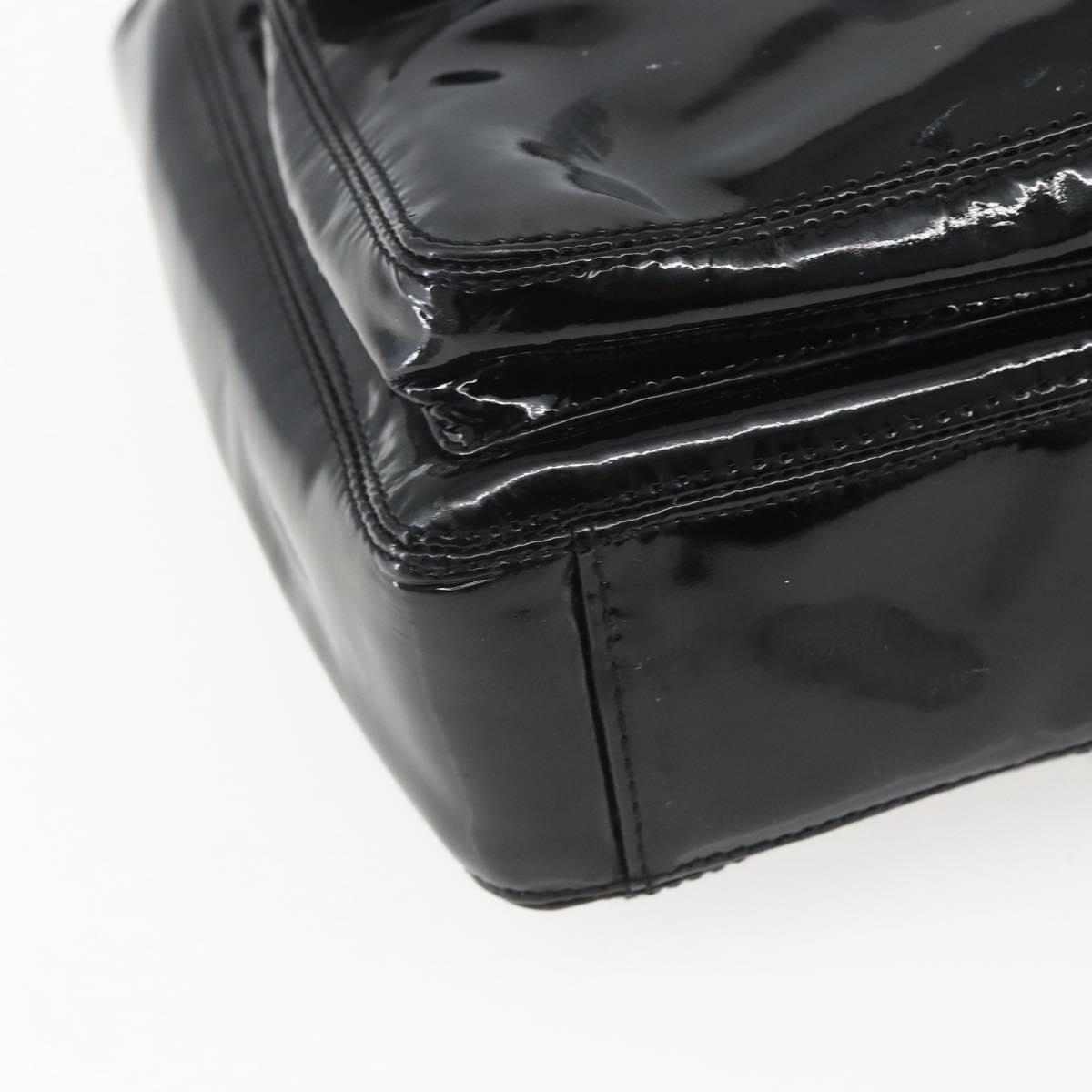 CHANEL COCO Mark Shoulder Bag Patent leather Black Silver CC Auth yk14331