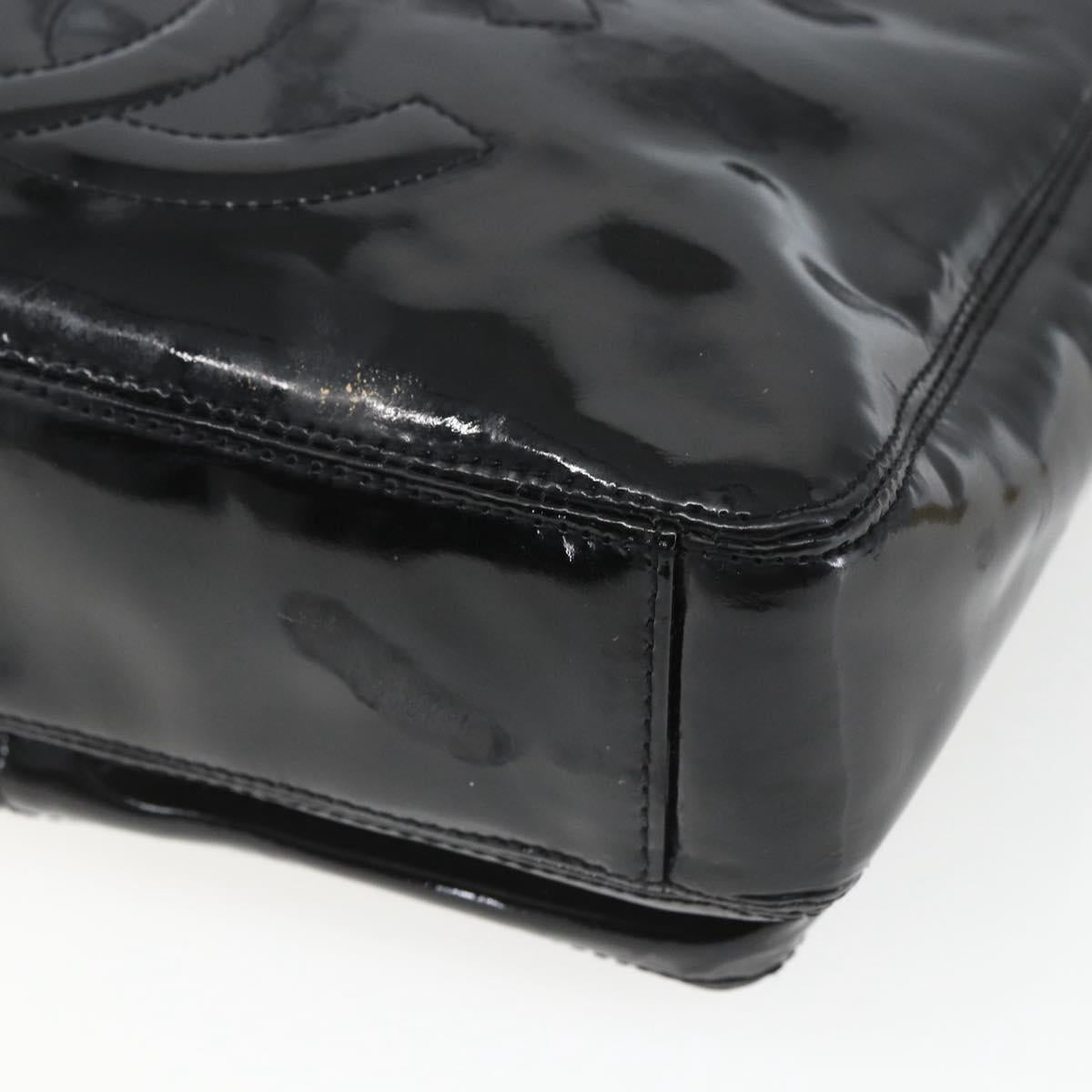 CHANEL COCO Mark Shoulder Bag Patent leather Black Silver CC Auth yk14331