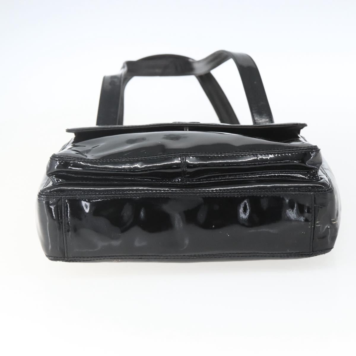 CHANEL COCO Mark Shoulder Bag Patent leather Black Silver CC Auth yk14331