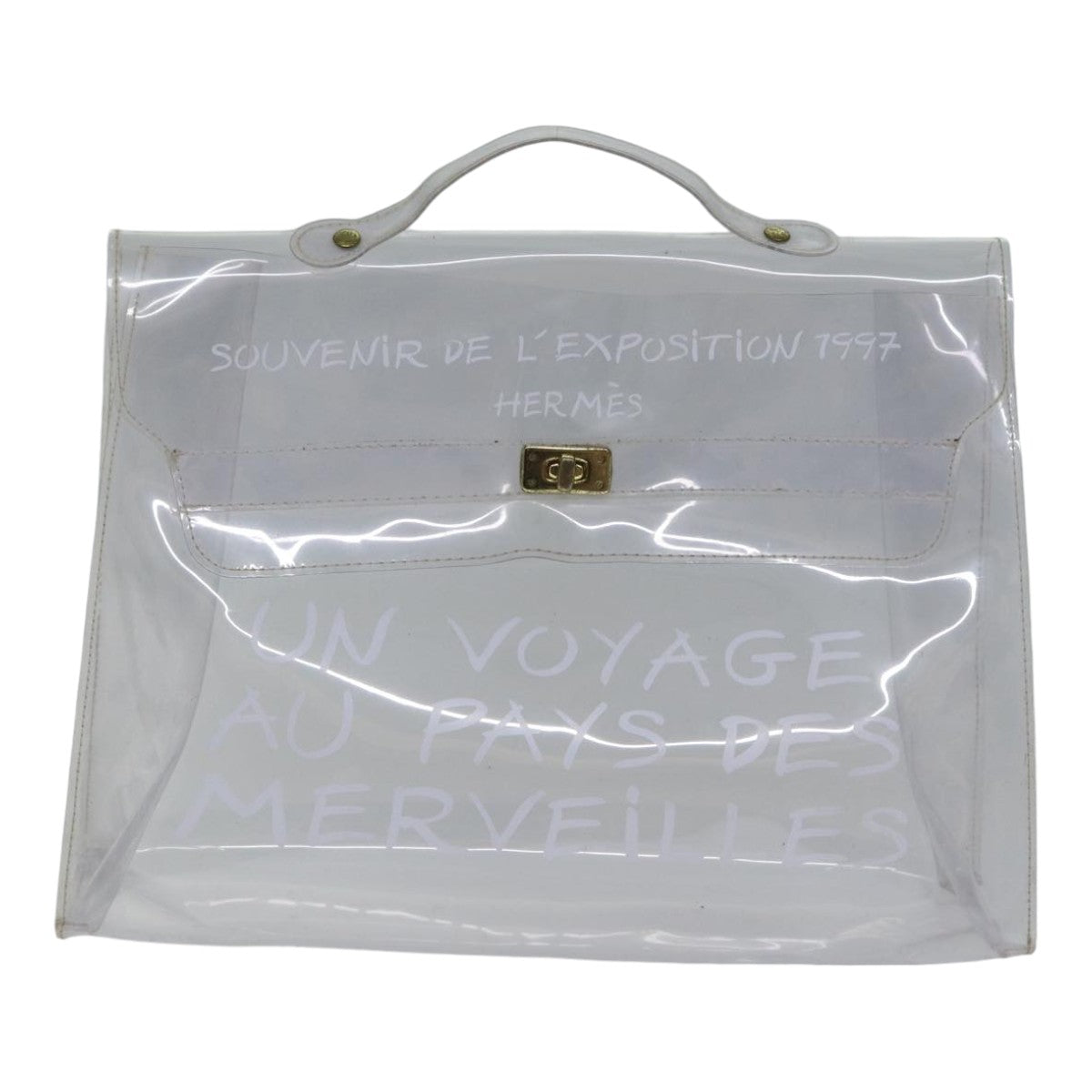 HERMES Vinyl Kelly Hand Bag Vinyl Clear Auth yk14339