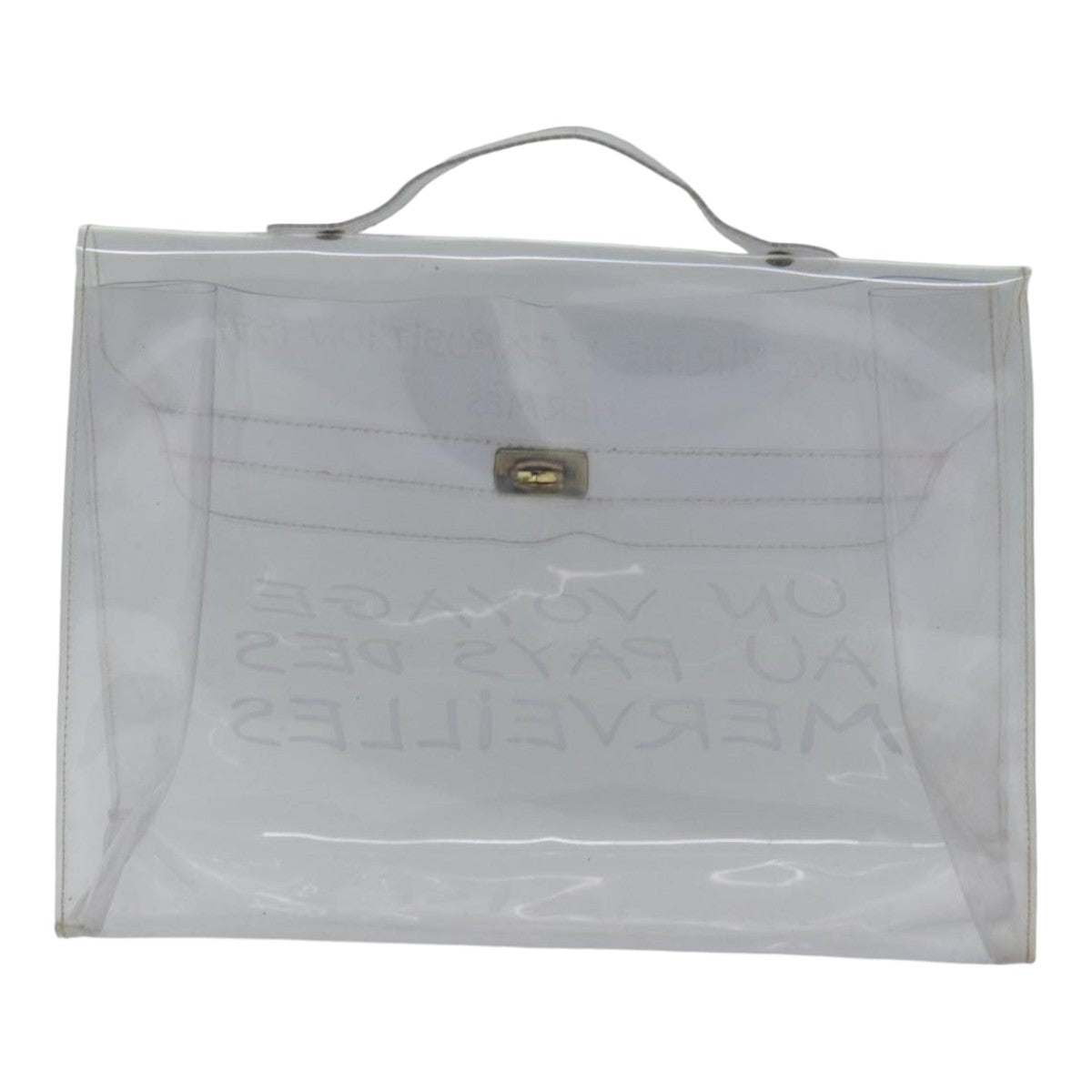 HERMES Vinyl Kelly Hand Bag Vinyl Clear Auth yk14339