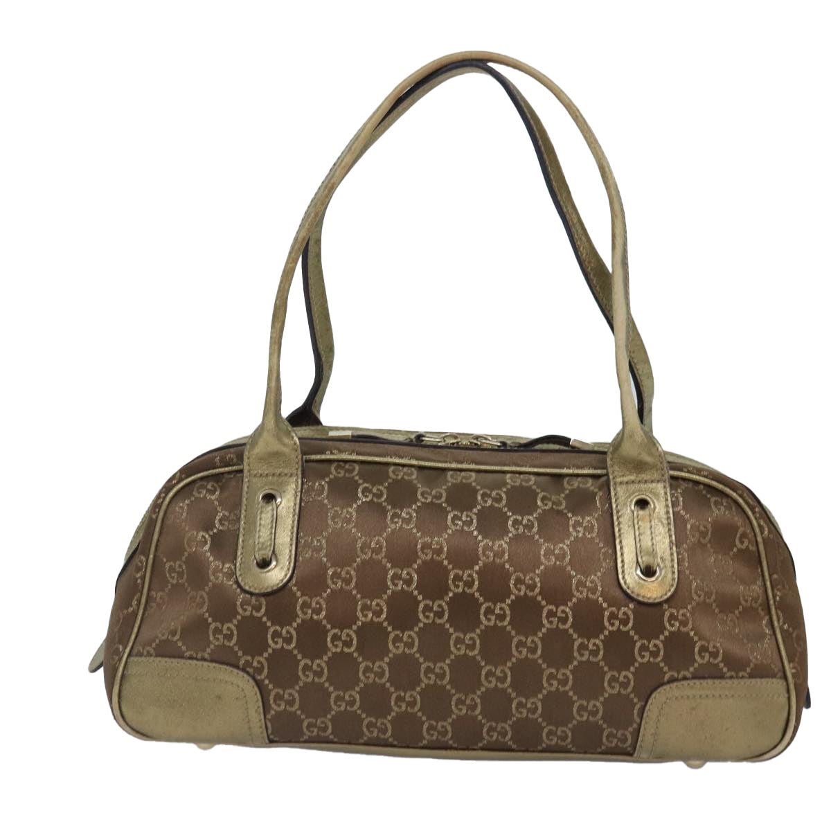 GUCCI GG Canvas Pretty Hand Bag Gold Tone Gold 161720 Auth yk14353