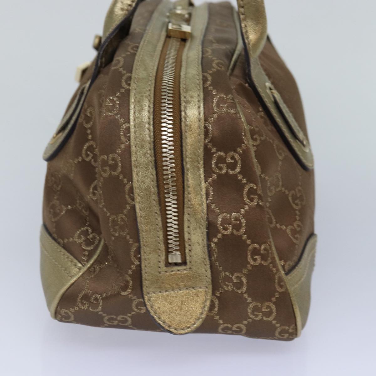 GUCCI GG Canvas Pretty Hand Bag Gold Tone Gold 161720 Auth yk14353