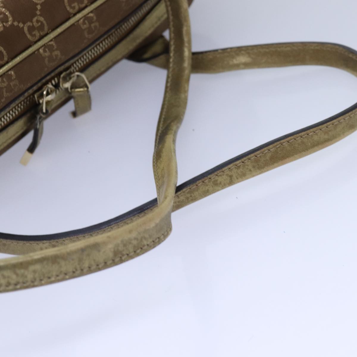 GUCCI GG Canvas Pretty Hand Bag Gold Tone Gold 161720 Auth yk14353