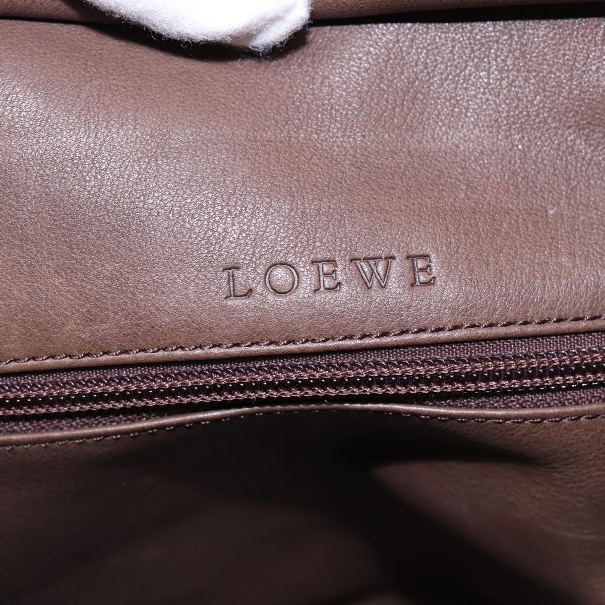 LOEWE Anagram Amazona 32 Hand Bag Suede Leather Brown gold Auth yk14393