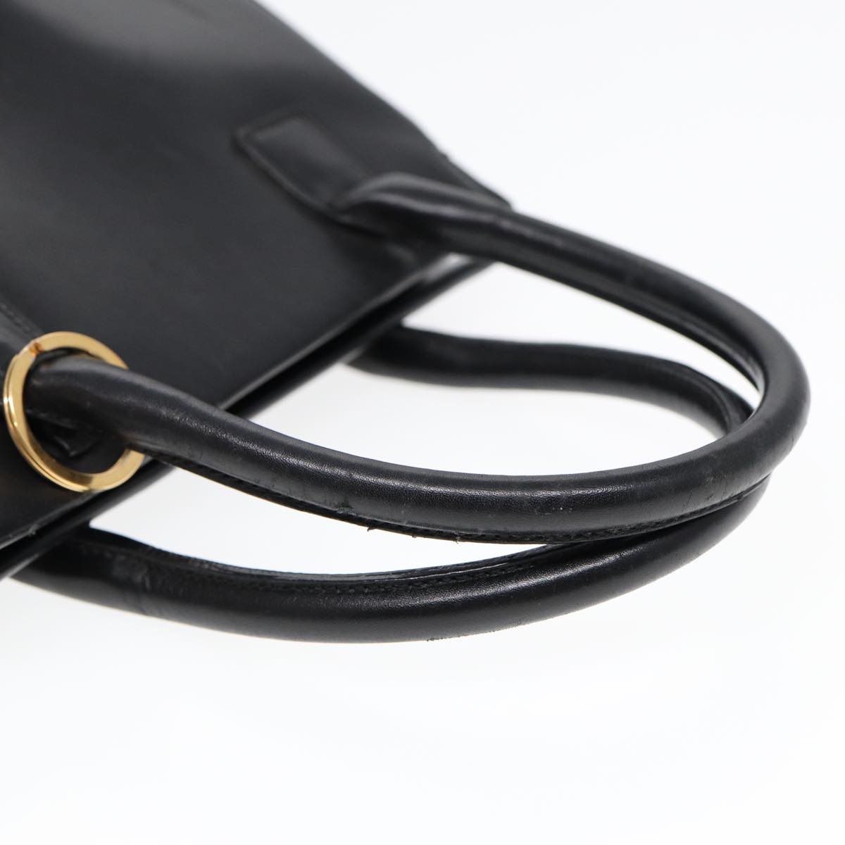 Christian Dior Hand Bag Leather Black Gold Auth yk14415