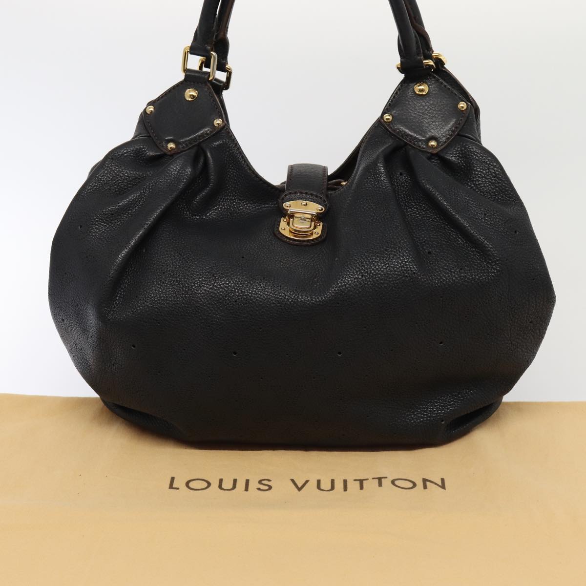 LOUIS VUITTON Monogram Mahina XL Hand Bag Black M95547 LV Auth yk14421