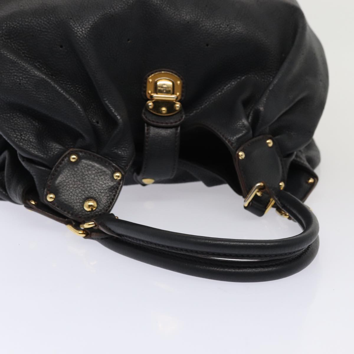 LOUIS VUITTON Monogram Mahina XL Hand Bag Black M95547 LV Auth yk14421