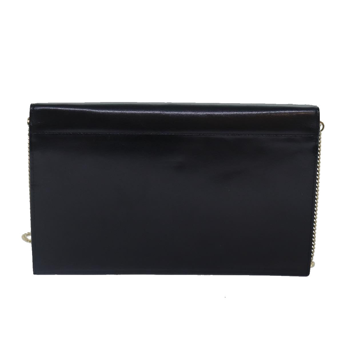 GIVENCHY Chain Shoulder Bag Leather Black Gold Auth yk14433